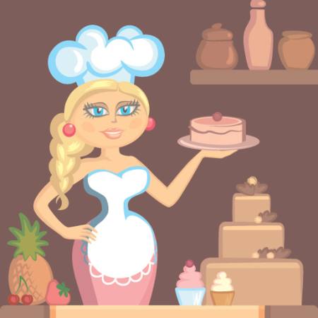 daam, blond, kokk, kook, naine, köök Klavapuk - Dreamstime