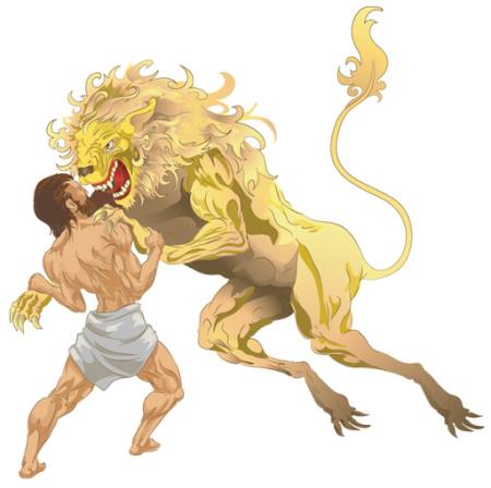 lõvi, Hercules, kollane, võitlus, loomade Christos Georghiou - Dreamstime