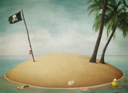 ranna, lipp, piraat, island Annnmei - Dreamstime