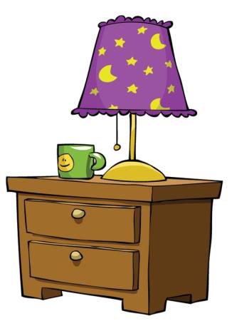 lamp, stand, tass, sahtel, kuu, tähed Dedmazay - Dreamstime