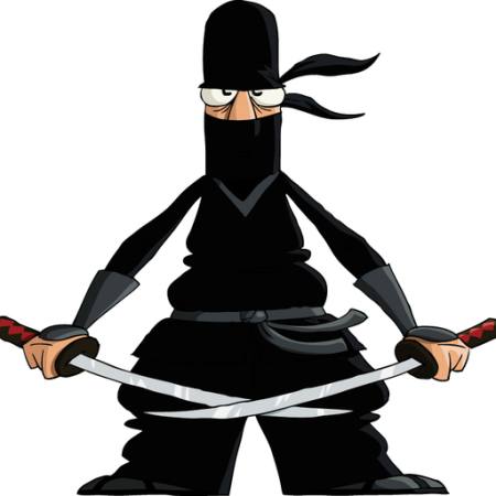 ninja, must, mõõk, lõigatud, silma,  Dedmazay - Dreamstime