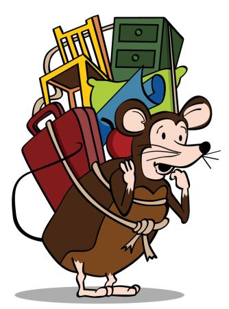 rott, reisimine, tagasi, tool, kohver, kapp, hiir, mööbel John Takai - Dreamstime