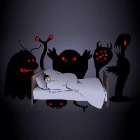 Pixwords Pildi halloween, voodi, monster, monsters, öösel, scarry Aidarseineshev
