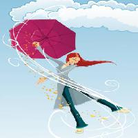 Pixwords Pildi ning vihmavari, tüdruk, tuul, pilved, vihm, õnnelik Tachen - Dreamstime